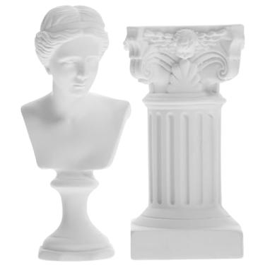 Imagem de 1 conjunto de estátua grega de resina, estatueta de deusa e coluna romana, decoração de jardim e casa, presente de inauguração de casa, design leve e estável