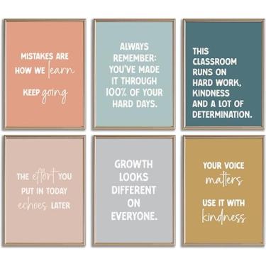 Imagem de Conjunto de 6 imagens inspiradoras de parede para sala de aula moderna para sala de aula, decoração de parede, impressão motivacional de pôsteres em tela para adolescentes, adultos, sala de estar
