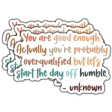 Imagem de (3 peças) Adesivo You are Good Enough com citação engraçada, decalques de meme, adesivo de vinil à prova d'água para livros, laptops, telefone, garrafas de água, copo de copo Kindle de 7,6 cm
