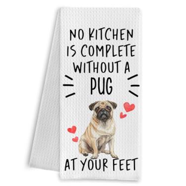 Imagem de Qpenm Toalhas de cozinha engraçadas para cães Pug, presentes para amantes de pug para mulheres, homens, toalhas de chá, amantes de cães, mãe, pai, dono, presentes, toalha de mão decorativa para