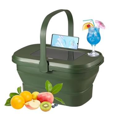 Imagem de SEEZENGREEN Cesta de piquenique dobrável, capacidade de 16 L (verde)