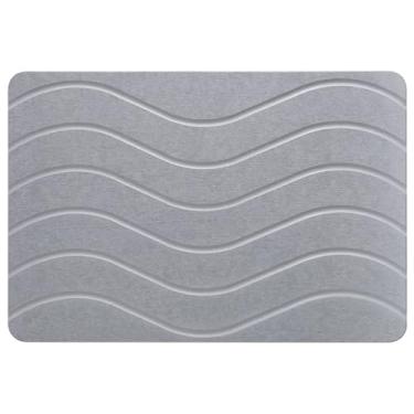 Imagem de ZumenDa Tapete de banho de pedra absorvente, tapetes de chuveiro de terra de diatomáceas, tapete antiderrapante de pedra de diatomita absorvente de água para piso de banheiro, secagem rápida fácil de