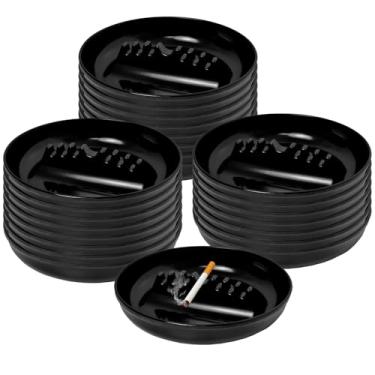 Imagem de LECEHIVO 24 peças cinzeiro redondo 17 cm grande suporte de cinzeiro de plástico vintage para casa, restaurante, interior, exterior, mesa, bar