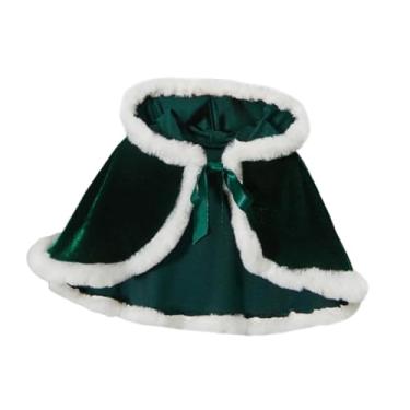 Imagem de KiBcsLic Capa Natalina Curta com Capuz, Perfeita para Bailes de Máscaras em Clubes, Verde escuro