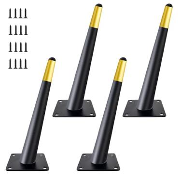 Imagem de Verida Pernas de móveis 30,5 cm, conjunto de 4, pernas de mesa de metal para substituição para sofás, cômodas, suportes de TV, cadeiras, mesas-de-cabeceira e móveis, estilo meados do século, preto
