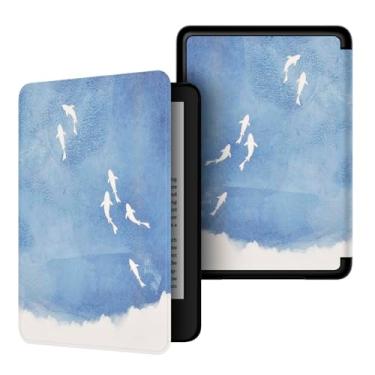 Imagem de Akacy Capa com padrão pintado para o novo Kindle paperwhite de 6 polegadas (10ª geração - versão 2018) - capa leve de couro PU com hibernar/despertar automático para Kindle 10ª geração 2018 e-reader