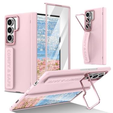 Imagem de HOULEE Capa para Samsung Galaxy Z Fold 7 com protetor de tela de dobradiça, alça de mão Z Fold 7 capa de telefone com suporte de metal, capa de telefone de pulseira de material de PC premium para