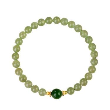 Imagem de Pulseira de miçangas de jade de nefrite natural de 6 mm para mulheres 