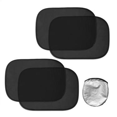 Imagem de HQRNYP 4 peças de persianas de janela de carro para bebês, para-sol de janela automotiva lateral, proteção solar automotiva de 53 cm x 35 cm contra UV, proteção universal contra brilho acessórios de