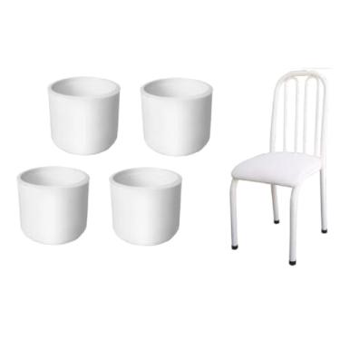 Imagem de Kit De 16 Ponteiras Tubulares Externas Veste Fora Do Pé De Cadeiras Feita Em Plástico Resistente Branco De 1 1/4