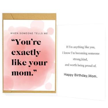 Imagem de Cartão de aniversário sentimental para mãe – You're Exactly Like Your Heartfelt Quote Cartão de aniversário significativo de filho ou filha doce mãe emocional cartão de felicitações de aniversário
