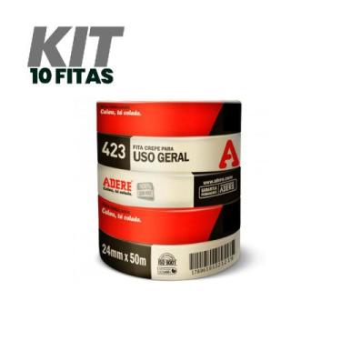 Imagem de Kit com 10 fitas crepe 423 24x50 uso geral tapefix adere
