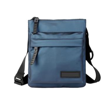 Imagem de Bolsa mensageiro masculina pequena de poliuretano com alça transversal bolsa mensageiro para homens, Azul, Azul