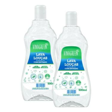 Imagem de 2 Lava Louça Hipoalergênico Vinagreen 500ml Desengordurante Pratos Cop
