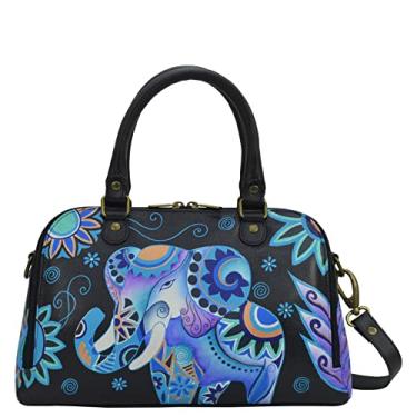 Imagem de Anna by Anuschka Bolsa organizadora larga de couro pintada à mão, Elefante azul, One Size