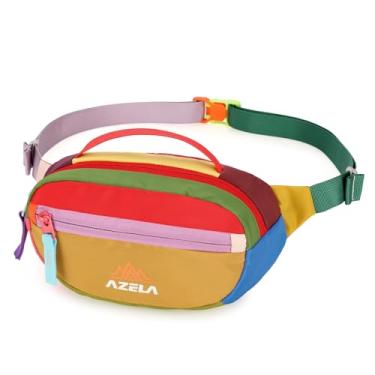 Imagem de Pochete retrô para mulheres, homens, caminhadas, 2 bolsos, bolsas de cinto com bloqueio de cor para festivais dos anos 80, 90, festa temática, corrida, viagem (amarelo)