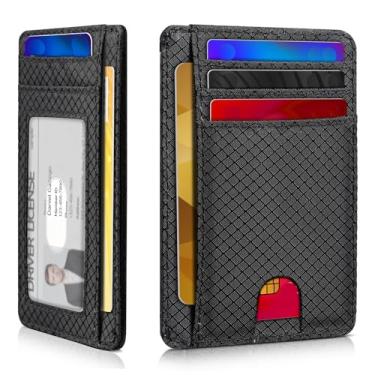 Imagem de Carteira minimalista para homens e mulheres, bolso frontal fino para viagem, bloqueio RFID, carteira de nylon resistente à água para identidade e dinheiro, Preto, Minimalista