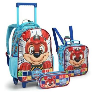 Imagem de Kit Mochila Rodinhas Lancheira Estojo Dog Heroes Escolar Cachorros Heróis Infantil Menino Seanite-Masculino