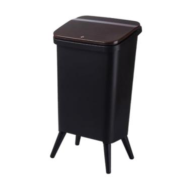 Imagem de IEUDNS Lixeira com pés de pressão, ideal para quarto de bebê, armário, sala de estar, banheiro e cozinha, Preto 29x24x55cm