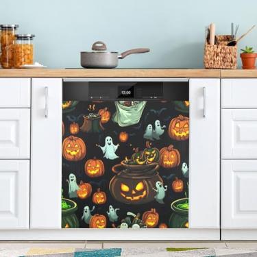 Imagem de ATTX Capa magnética para lava-louças Halloween Pumpkins, 58,4 cm C x 66 cm A, decoração da capa da máquina de lavar louça, decalques de armário doméstico e eletrodomésticos adesivos #77