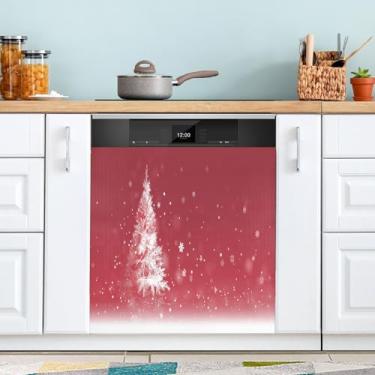 Imagem de ATTX Capa magnética para lava-louças Árvore de Natal na neve, 58 cm C x 66 cm A Decoração da capa da máquina de lavar louça, adesivos de eletrodomésticos para armários domésticos #255