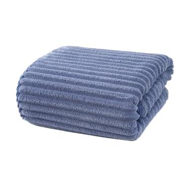 Imagem de KIT Toalha de Banho Microfibra Coral 70x140cm – toque Macia, Leve, Alta Absorção e Secagem Rápida (Azul-RYG10,2)