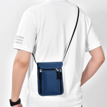 Imagem de 1 carteira de viagem com clipe de pescoço para passaporte com proteção RFID para documentos de viagem.