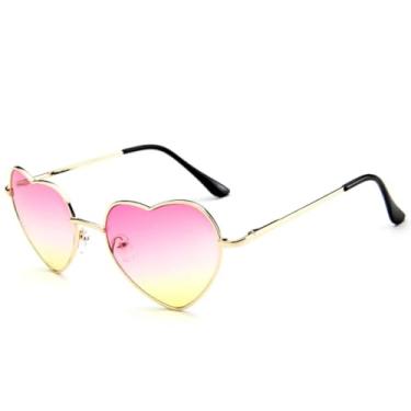 Imagem de JRLLFD Óculos de sol de metal em formato de coração, feminino, masculino, luxuoso, punk, proteção UV400 (preto, cinza)