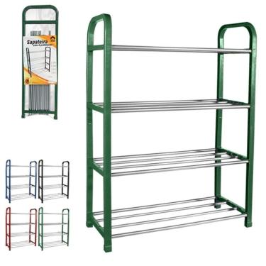 Imagem de Sapateira 16 Sapatos Desmontavel Com 4 Prateleiras Vertical 8 Pares Aluminio