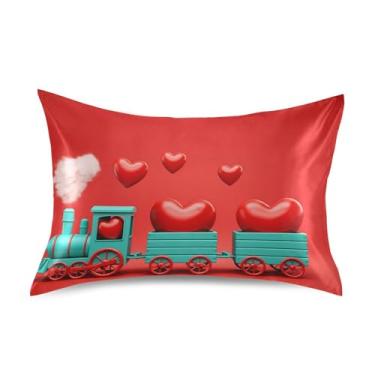 Imagem de SEHANY Capas de almofada de seda para cabelo e pele para o Dia dos Namorados, capas de almofada de cetim respiráveis macias e refrescantes com fecho de envelope, tamanho king (50,8 x 101,6 cm)