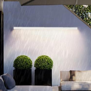 Imagem de LED Outdoor Arandela IP65 à prova d'água Alumínio Arandelas Moderno Minimalista Longo Jardim Iluminação de Parede Interior/Exterior para Escada Corredor Terraço Varanda (Luz Natural Branca, 150 cm)