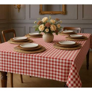 Imagem de Toalha de Mesa P/Decoração, Festa Junina e Piquenique Resistente(Xadrez Vermelha,1.50x1.40m)