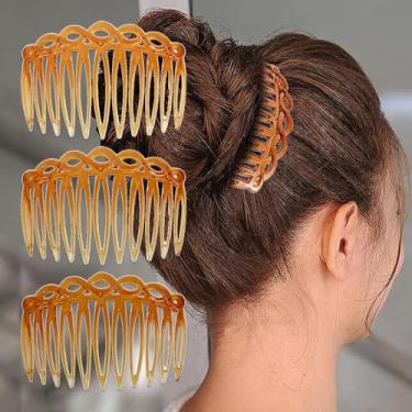 Imagem de 3 Pentes laterais de cabelo francês, conjunto de acessórios de pente de cabelo feminino, pente decorativo de plástico, grampos de cabelo, véu de casamento de noiva, pentes de cabelo para vários