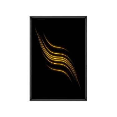 Imagem de Quadro Decorativo com Vidro Sala Hall Quarto 84x124cm Amarelo Abstrato