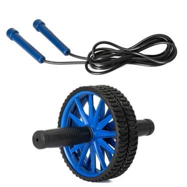 Imagem de Kit Corda Pular + Roda Abdominal Fitness Academia Profissional-Unissex