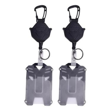 Imagem de RiToEasysports Suporte de crachá de 2 Pces, Suporte de Cartão de Identificação Retrátil Multifuncional Anti Perdido Com Carretel de crachá para Trabalho de Viagem Ao Ar Livre
