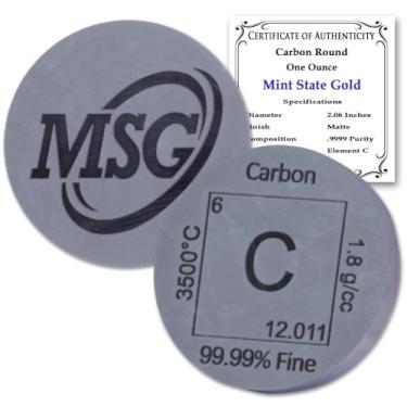 Imagem de Peso de papel puro redondo de carbono de 28,3 g - Design de elemento com certificado de autenticidade