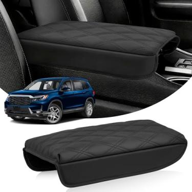 Imagem de FETUSI Capa de console central - design xadrez para Honda Pilot 2023 2024 2025, Honda Ridgeline/Passport 2024-2026, capa de apoio de braço de couro PU personalizada, acessórios essenciais para o