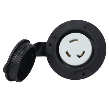 Imagem de Hyuduo Tomada Flangeada 30A 125V NEMA L5-30R Receptáculo de Travamento Com Tampa à Prova de Intempéries para Gerador Residencial RV e Fonte de Alimentação de Cabine