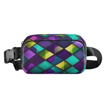 Imagem de CEBUGI Pochetes de caminhada para homens e mulheres, pochete xadrez moderno resistente à água com cinto ajustável para treino, viagem, corrida