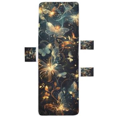 Imagem de STAYTOP Capa de toalha de cadeira de descanso de borboleta brilhante e bonita, capa de espreguiçadeira macia, capas de cadeira de praia com bolsos para jardim ao ar livre, pátio, pátio, banhos de sol