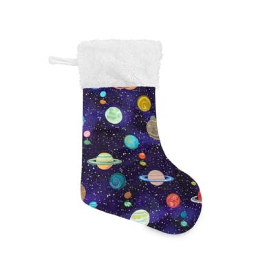 Imagem de xigua Meias de Natal Planetas Coloridas Personalizadas Grande Doces Presente Pendurado Meias de Natal Decoração para Família, Enfeites de Festa de Férias, Decoração Lareira