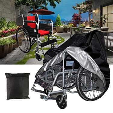 Imagem de YYBOES Capas de cadeira de rodas para armazenamento, capa de cadeira de rodas 210D, capa protetora para cadeira de rodas, tecido Oxford, à prova de vento, resistente a UV, durável, capa para cadeira