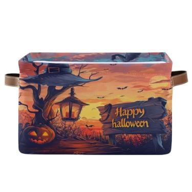 Imagem de Coikll Cesto de armazenamento de Halloween ao anoitecer para cesta de armazenamento de brinquedos, roupas sujas, artigos diversos, escritório, casa, armário, prateleira, cubo, caixa, impermeável