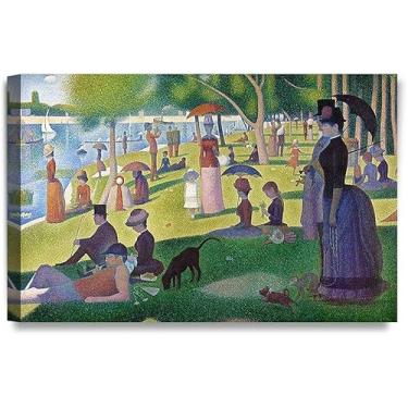 Imagem de A Sunday on La Grande Jatte por Georges Seurat Decoração de parede Impressão Giclee em tela reprodução de pintura a óleo pronto para pendurar arte de parede para sala de estar quarto escritório