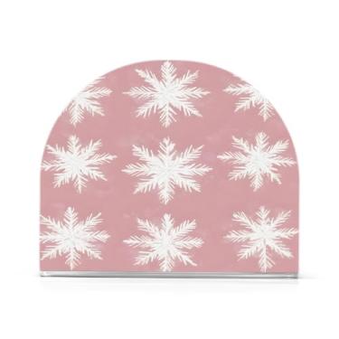 Imagem de Qilmy Lindo suporte de guardanapo de flocos de neve de Natal para mesas, porta-guardanapos de papel de placa acrílica elegante, dispensador de papel de seda independente moderno para sala de jantar
