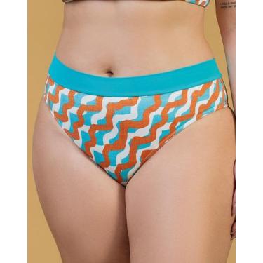 Imagem de Calcinha de Biquíni Sunquíni Estampada - Cor De Cacau, G, Listras assi