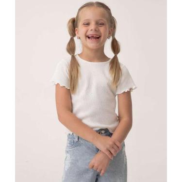 Imagem de Blusa Infantil Canelada Glitter Marisa Tam 4 a 10 Off -62007, Off whit