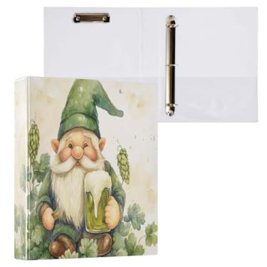 Imagem de Burbuja Pasta St. Patrick Gnome Beer com 3 argolas de 3 cm para trabalho de escritório, fichário aberto D serve para papel tamanho carta com visão clara, 2 bolsos, 1 pacote