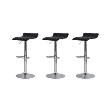 Imagem de Kit 3 Banquetas Tóquio Belo Horizonte Preta Base Giratória Altura Regu